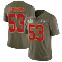 Nike Kansas City Chiefs #53 Anthony Hitchens Olive Men's Super Bowl LV Bound Stitched NFL Limited 2017 Salute To Service Jersey