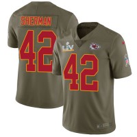 Nike Kansas City Chiefs #42 Anthony Sherman Olive Men's Super Bowl LV Bound Stitched NFL Limited 2017 Salute To Service Jersey