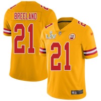 Nike Kansas City Chiefs #21 Bashaud Breeland Gold Men's Super Bowl LV Bound Stitched NFL Limited Inverted Legend Jersey