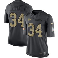 Nike Kansas City Chiefs #34 Carlos Hyde Black Men's Stitched NFL Limited 2016 Salute to Service Jersey