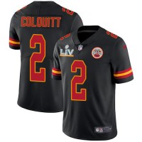 Nike Kansas City Chiefs #2 Dustin Colquitt Black Men's Super Bowl LV Bound Stitched NFL Limited Rush Jersey
