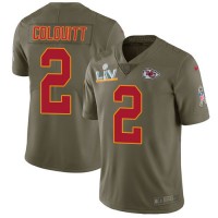 Nike Kansas City Chiefs #2 Dustin Colquitt Olive Men's Super Bowl LV Bound Stitched NFL Limited 2017 Salute To Service Jersey