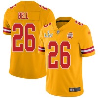 Nike Kansas City Chiefs #26 Le'Veon Bell Gold Men's Super Bowl LV Bound Stitched NFL Limited Inverted Legend Jersey