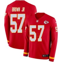 Nike Kansas City Chiefs #57 Orlando Brown Jr. Red Team Color Men's Stitched NFL Limited Therma Long Sleeve Jersey
