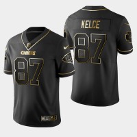 Kansas City Kansas City Chiefs #87 Travis Kelce Vapor Limited Black Golden Jersey