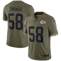Kansas City Kansas City Chiefs #58 Derrick Thomas Nike Men's 2022 Salute To Service Limited Jersey - Olive