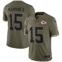 Kansas City Kansas City Chiefs #15 Patrick Mahomes Nike Men's 2022 Salute To Service Limited Jersey - Olive