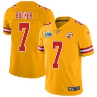 Nike Kansas City Chiefs #7 Harrison Butker Gold Super Bowl LVII Patch Men's Stitched NFL Limited Inverted Legend Jersey