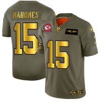 Kansas City Kansas City Chiefs #15 Patrick Mahomes NFL Men's Nike Olive Gold 2019 Salute to Service Limited Jersey
