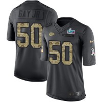 Nike Kansas City Chiefs #50 Willie Gay Jr. Black Super Bowl LVII Patch Men's Stitched NFL Limited 2016 Salute to Service Jersey