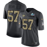 Nike Kansas City Chiefs #57 Orlando Brown Jr. Black Super Bowl LVII Patch Men's Stitched NFL Limited 2016 Salute to Service Jersey