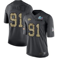 Nike Kansas City Chiefs #91 Derrick Nnadi Black Super Bowl LVII Patch Men's Stitched NFL Limited 2016 Salute to Service Jersey