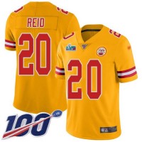 Nike Kansas City Chiefs #20 Justin Reid Gold Super Bowl LVII Patch Men's Stitched NFL Limited Inverted Legend 100th Season Jersey