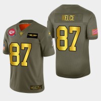 Kansas City Kansas City Chiefs #87 Travis Kelce Men's Nike Olive Gold 2019 Salute to Service Limited NFL 100 Jersey