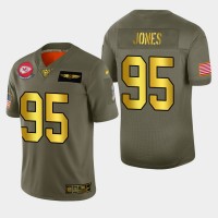 Kansas City Kansas City Chiefs #95 Chris Jones Men's Nike Olive Gold 2019 Salute to Service Limited NFL 100 Jersey