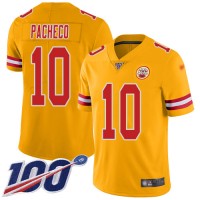 Nike Kansas City Chiefs #10 Isiah Pacheco Gold Men's Stitched NFL Limited Inverted Legend 100th Season Jersey