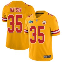 Nike Kansas City Chiefs #35 Jaylen Watson Gold Super Bowl LVII Patch Men's Stitched NFL Limited Inverted Legend Jersey