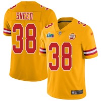 Nike Kansas City Chiefs #38 L'Jarius Sneed Gold Super Bowl LVII Patch Men's Stitched NFL Limited Inverted Legend Jersey