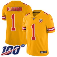 Nike Kansas City Chiefs #1 Jerick McKinnon Gold Men's Stitched NFL Limited Inverted Legend 100th Season Jersey