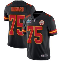 Nike Kansas City Chiefs #75 Darian Kinnard Black Super Bowl LVII Patch Men's Stitched NFL Limited Rush Jersey