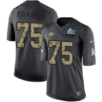 Nike Kansas City Chiefs #75 Darian Kinnard Black Super Bowl LVII Patch Men's Stitched NFL Limited 2016 Salute to Service Jersey