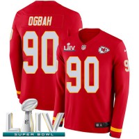 Nike Kansas City Chiefs #90 Emmanuel Ogbah Red Super Bowl LIV 2020 Team Color Men's Stitched NFL Limited Therma Long Sleeve Jersey