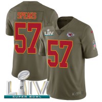 Nike Kansas City Chiefs #57 Breeland Speaks Olive Super Bowl LIV 2020 Men's Stitched NFL Limited 2017 Salute To Service Jersey