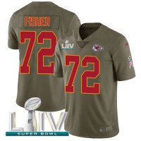 Nike Kansas City Chiefs #72 Eric Fisher Olive Super Bowl LIV 2020 Men's Stitched NFL Limited 2017 Salute To Service Jersey