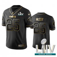 Nike Kansas City Chiefs #25 LeSean McCoy Black Golden Super Bowl LIV 2020 Limited Edition Stitched NFL Jersey