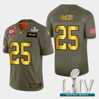 Kansas City Kansas City Chiefs #25 LeSean McCoy Men's Nike Olive Gold Super Bowl LIV 2020 2019 Salute to Service Limited NFL 100 Jersey