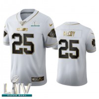 Kansas City Kansas City Chiefs #25 LeSean McCoy Men's Nike White Golden Super Bowl LIV 2020 Edition Vapor Limited NFL 100 Jersey