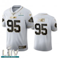 Kansas City Kansas City Chiefs #95 Chris Jones Men's Nike White Golden Super Bowl LIV 2020 Edition Vapor Limited NFL 100 Jersey