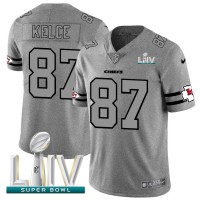 Kansas City Kansas City Chiefs #87 Travis Kelce Men's Nike Gray Super Bowl LIV 2020 Gridiron II Vapor Untouchable Limited NFL Jersey
