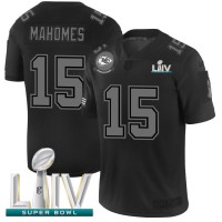 Kansas City Kansas City Chiefs #15 Patrick Mahomes Men's Nike Black Super Bowl LIV 2020 2019 Salute to Service Limited Stitched NFL Jersey