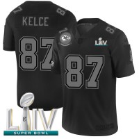 Kansas City Kansas City Chiefs #87 Travis Kelce Men's Nike Black Super Bowl LIV 2020 2019 Salute to Service Limited Stitched NFL Jersey