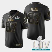 Kansas City Kansas City Chiefs #87 Travis Kelce Vapor Limited Black Golden Super Bowl LIV 2020 Jersey