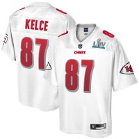 Men's Kansas City Kansas City Chiefs #87 Travis Kelce NFL Pro Line White Super Bowl LIV Champions Jersey