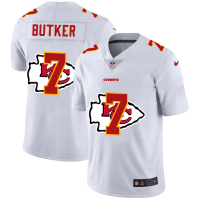 Kansas City Kansas City Chiefs #7 Harrison Butker White Men's Nike Team Logo Dual Overlap Limited NFL Jersey
