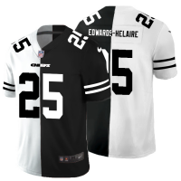 Kansas City Kansas City Chiefs #25 Clyde Edwards-Helaire Men's Black V White Peace Split Nike Vapor Untouchable Limited NFL Jersey