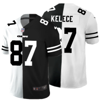 Kansas City Kansas City Chiefs #87 Travis Kelce Men's Black V White Peace Split Nike Vapor Untouchable Limited NFL Jersey