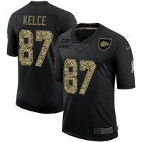 Kansas City Kansas City Chiefs #87 Travis Kelce Men's Nike 2020 Salute To Service Camo Limited NFL Jersey Black