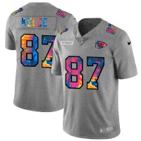 Kansas City Kansas City Chiefs #87 Travis Kelce Men's Nike Multi-Color 2020 NFL Crucial Catch NFL Jersey Greyheather