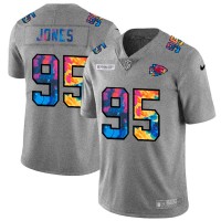 Kansas City Kansas City Chiefs #95 Chris Jones Men's Nike Multi-Color 2020 NFL Crucial Catch NFL Jersey Greyheather