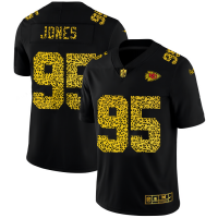 Kansas City Kansas City Chiefs #95 Chris Jones Men's Nike Leopard Print Fashion Vapor Limited NFL Jersey Black