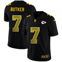 Kansas City Kansas City Chiefs #7 Harrison Butker Men's Black Nike Golden Sequin Vapor Limited NFL Jersey