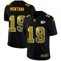 Kansas City Kansas City Chiefs #19 Joe Montana Men's Black Nike Golden Sequin Vapor Limited NFL Jersey