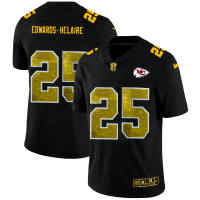 Kansas City Kansas City Chiefs #25 Clyde Edwards-Helaire Men's Black Nike Golden Sequin Vapor Limited NFL Jersey