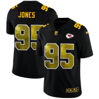 Kansas City Kansas City Chiefs #95 Chris Jones Men's Black Nike Golden Sequin Vapor Limited NFL Jersey