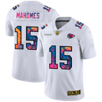 Kansas City Kansas City Chiefs #15 Patrick Mahomes Men's White Nike Multi-Color 2020 NFL Crucial Catch Limited NFL Jersey