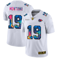 Kansas City Kansas City Chiefs #19 Joe Montana Men's White Nike Multi-Color 2020 NFL Crucial Catch Limited NFL Jersey